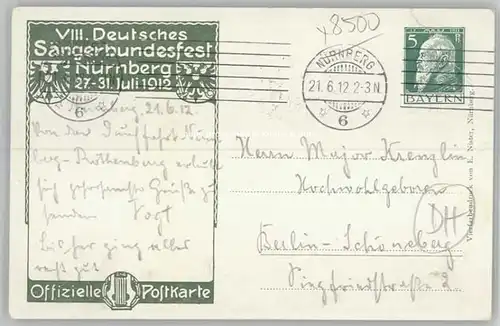 Nuernberg Saengerbundesfest x 1912