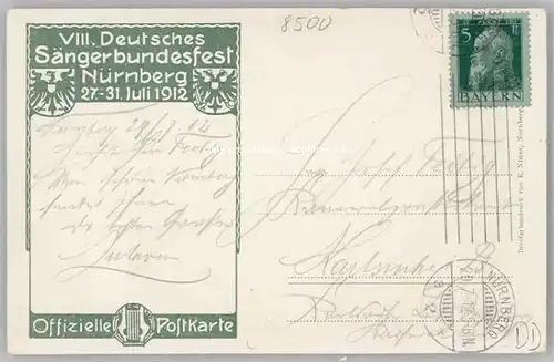 Nuernberg Saengerbundesfest x 1912