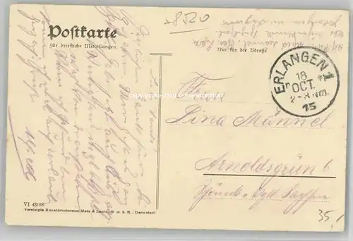 Erlangen Erlangen Augenklinik Feldpost  x 1915 / Erlangen /Erlangen Stadtkreis