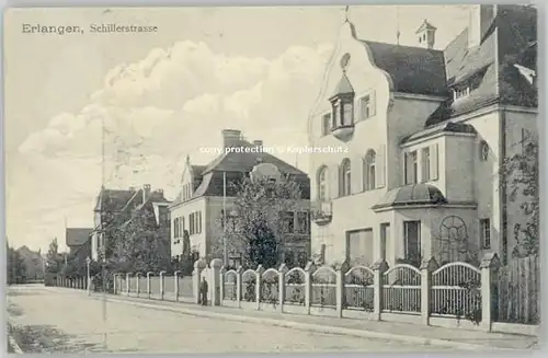 Erlangen Erlangen Schillerstrasse ungelaufen ca. 1910 / Erlangen /Erlangen Stadtkreis