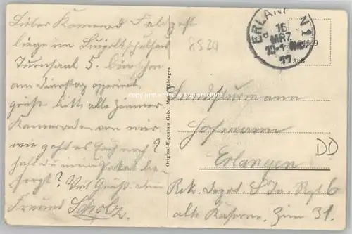 Erlangen Luitpold Schule Feldpost  x 1917