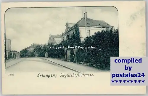 Erlangen Erlangen Sieglitzhoferstrasse ungelaufen ca. 1900 / Erlangen /Erlangen Stadtkreis
