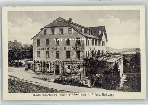 Goessweinstein Goessweinstein Kurbad Hotel H. Faust x 1930 / Goessweinstein /Forchheim LKR