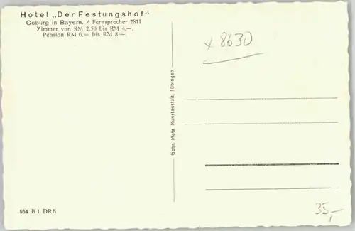 Coburg Coburg Hotel Festungshof * 1940 / Coburg /Coburg LKR