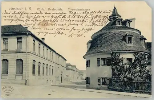 we14801 Ansbach Mittelfranken Ansbach Realschule Theresienstrasse * Kategorie. Ansbach Alte Ansichtskarten