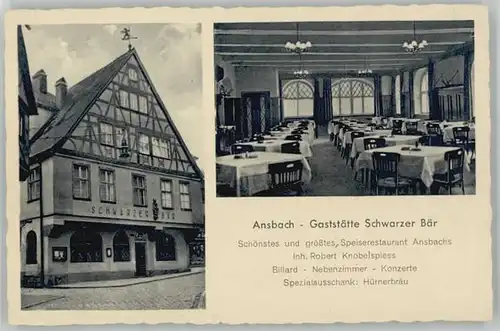 we14890 Ansbach Mittelfranken Ansbach Gaststaette Schwarzer Baer * Kategorie. Ansbach Alte Ansichtskarten