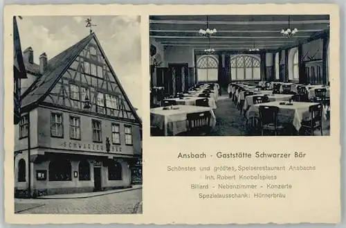 we14891 Ansbach Mittelfranken Ansbach Gaststaette Schwarzer Baer * Kategorie. Ansbach Alte Ansichtskarten