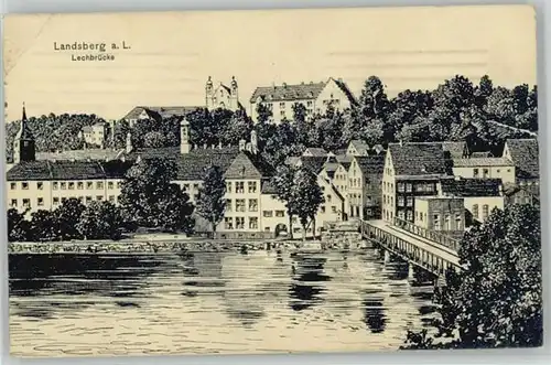 Landsberg Lech Lechbruecke Kuenstlerkarte x