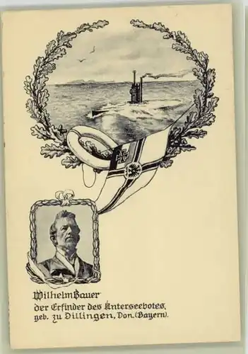 Dillingen Donau Dillingen Donau Kuenstlerkarte Wilhelm Bauer Fahne Unterseeboot * / Dillingen a.d.Donau /Dillingen Donau LKR