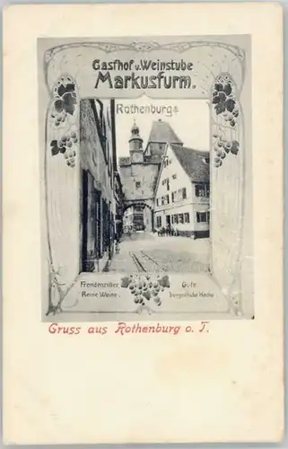 Rothenburg Tauber Rothenburg Tauber Gasthof Markusfurm ungelaufen ca. 1900 / Rothenburg ob der Tauber /Ansbach LKR