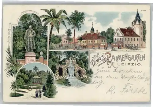 Leipzig Palmengarten Dr. Carl Heine Denkmal Grotte x