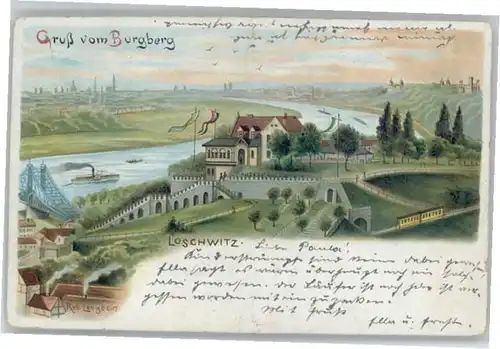 Dresden Dresden Loschwitz Burgberg Kuenstler Rob. Langbein x / Dresden Elbe /Dresden Stadtkreis