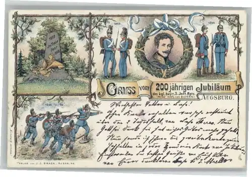 Augsburg Jubilaeumskarte Soldaten Infanterieregiment x