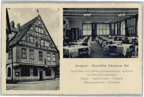 Ansbach Mittelfranken Ansbach Gaststaette Schwarzer Baer * / Ansbach /Ansbach LKR