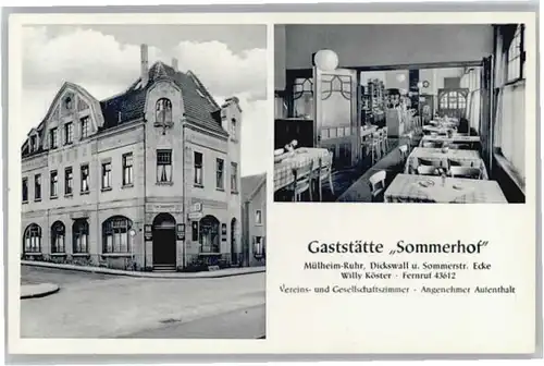 Muelheim Ruhr Muelheim Ruhr Gaststaette Sommerhof * / Muelheim an der Ruhr /Muelheim Ruhr Stadtkreis