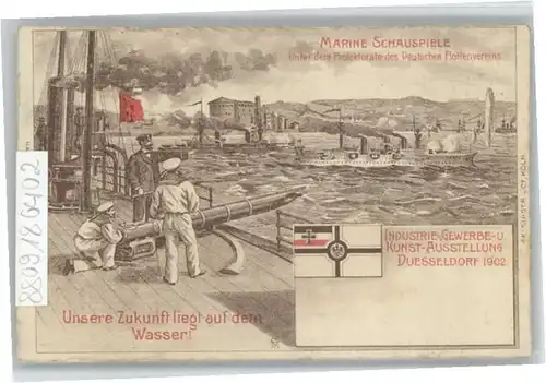 Duesseldorf Ausstellung Marine Kanone Fahne x