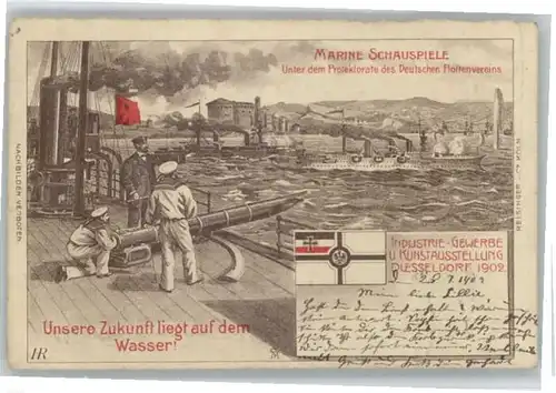 Duesseldorf Ausstellung Marine Kanone Fahne x