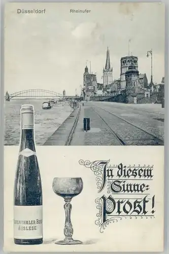 Duesseldorf Weinglas Weinflasche Rheinufer x