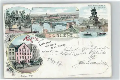 Koblenz Kaiserin Augusta Denkmal Reisinger Bruecke Kaiser Wilhelm Denkmal x