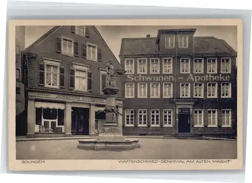 Solingen Schwanen Apotheke Alten Markt Waffenschmied-Denkmal *