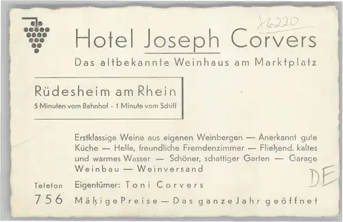 Ruedesheim Hotel Josef Corvers Marktplatz *