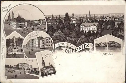 Chemnitz Bahnhof Kirche  Teich x