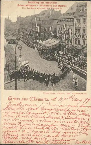 Chemnitz Enthuellung Denkmaeler Kaiser Wilhelm I. Bismarck Moltke Tribuene x