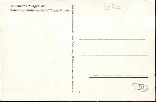 Wilhelmshaven Gemeinschaftslager Hafenneubaudirektion *