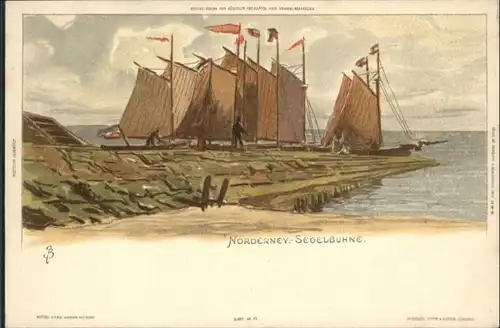 Norderney Segelbuhne Kuenstler C. Biese *