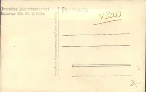 Hannover 9. Deutsches Saengerbundesfest 1924 *