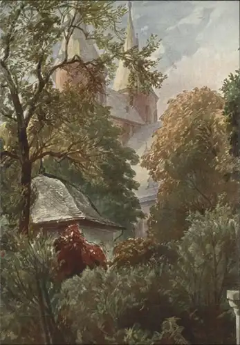 Goslar nach einem Original Aquarell von Prof. Albert Hertel Garten an der Jacobikirche *