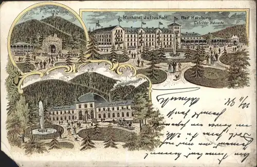 Bad Harzburg Bad Harzburg Hotel Juliushall Hotel Burgberg Litho x / Bad Harzburg /Goslar LKR