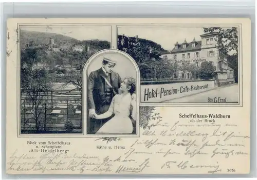 Heidelberg Alt Heidelberg Hotel Pension Cafe Scheffelhaus Waldhorn Kaethe Heinz x