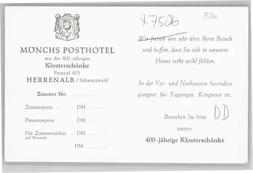 Bad Herrenalb Moenchs Post Hotel  *