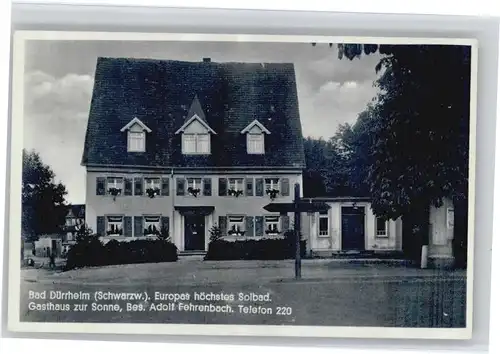 Bad Duerrheim Bad Duerrheim Gasthaus zur Sonne * / Bad Duerrheim /Schwarzwald-Baar-Kreis LKR