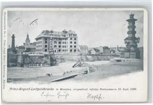 Muenchen Prinz-Regent-Luitpoldbruecke Hochwasserschaden x