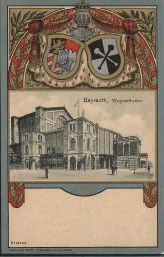 Bayreuth Wagnertheater Praegedruckkarte *
