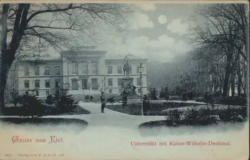 Kiel Universitaet Kaiser-Wilhelm-Denkmal Mondscheinkarte *