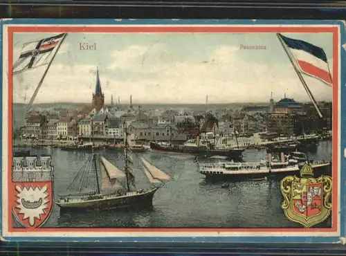Kiel Fahne Wappen Dampfer Segelschiff x