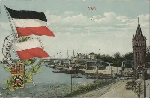 Luebeck Fahne Rettungsrind Wappen Hafen x