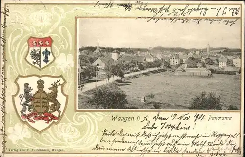 Wangen Allgaeu Praegedruckkarte x