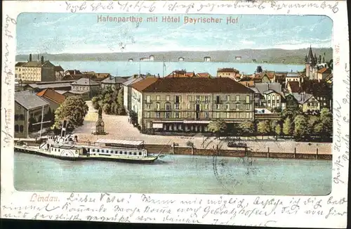 Lindau Bodensee Hafen Seitenraddampfer Hotel Bayrischer Hof