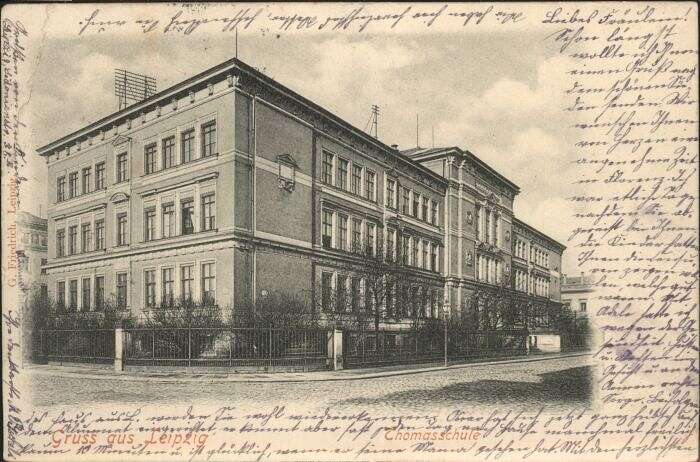Ansichtskarte Leipzig um 1900 Thomaskirchhof alte Thomasschule