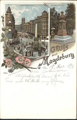 Magdeburg Hasselbachplatz Friesendenkmal Strassenbahn