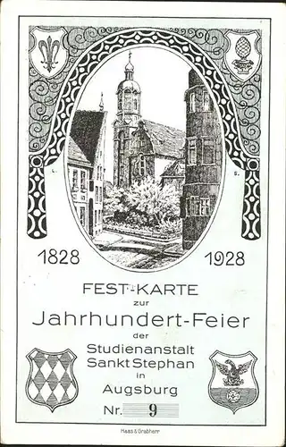 Augsburg Jahrhundert Feier Festkarte