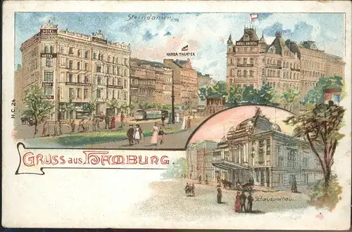 Hamburg Schuaspielhaus Steindamm Kutsche Strassenbahn 