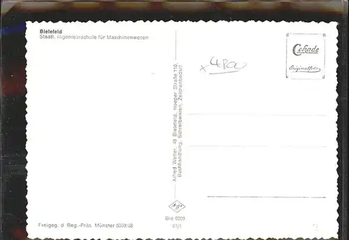 Bielefeld Staatl. Ingenieurschule fuer Maschinenwesen
