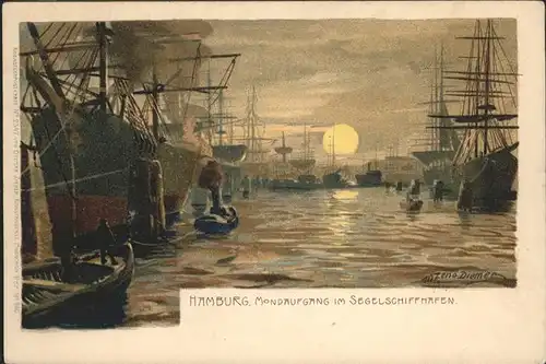 Hamburg Mondaufgang 
Segelschiffhafen