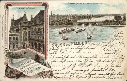 Hamburg Rathaus Aussen Alster Lombardsbruecke