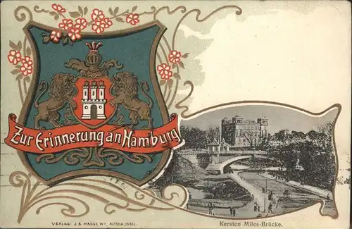 Hamburg Wappen Kersten Miles-Bruecke Praegedruck